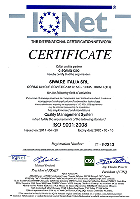 Certificazione IQ Net Siware Italia